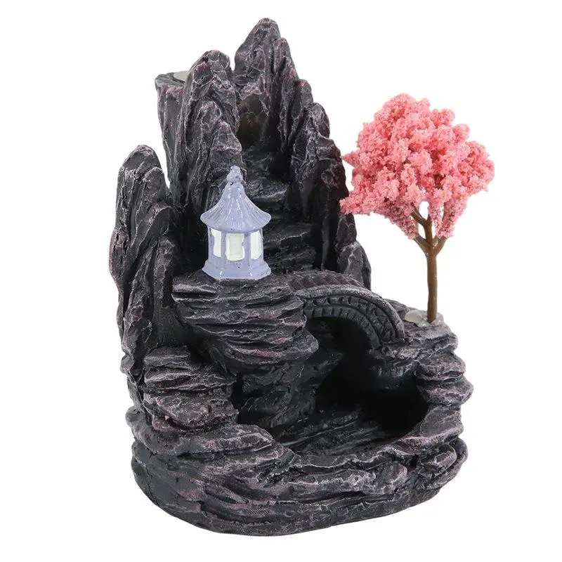 High Mountain Flowing Waterfall Backflow Incense Burner, Home Fragrance Diffuser, Incense Burner Decoration, E