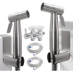 Handheld Bidet Sprayer Kit for Toilet - 2 Sets, Adjustable Water , Stainless Steel Jet Spray Kit with Bidet Hose - Feminine Wash,  Cloth Diaper Cleaning, Muslim Shower