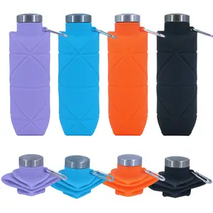 Reusable Portable Collapsible Water Bottles Cups with Leakproof Valve,  BPA-Free Silicone Foldable Travel Water Bottle Cup, Upgrade Ideal for Gym Camping Hiking Travel Sports Lightweight Durable