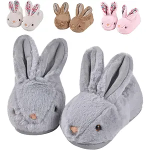 Toddler Slippers Boys Girls Little Kids Dinosaur House Shoes Cute Bunny Slipper for Home Indoor Winter Bedroom Non Slip Soft Plush Rabbit Warm Shoes