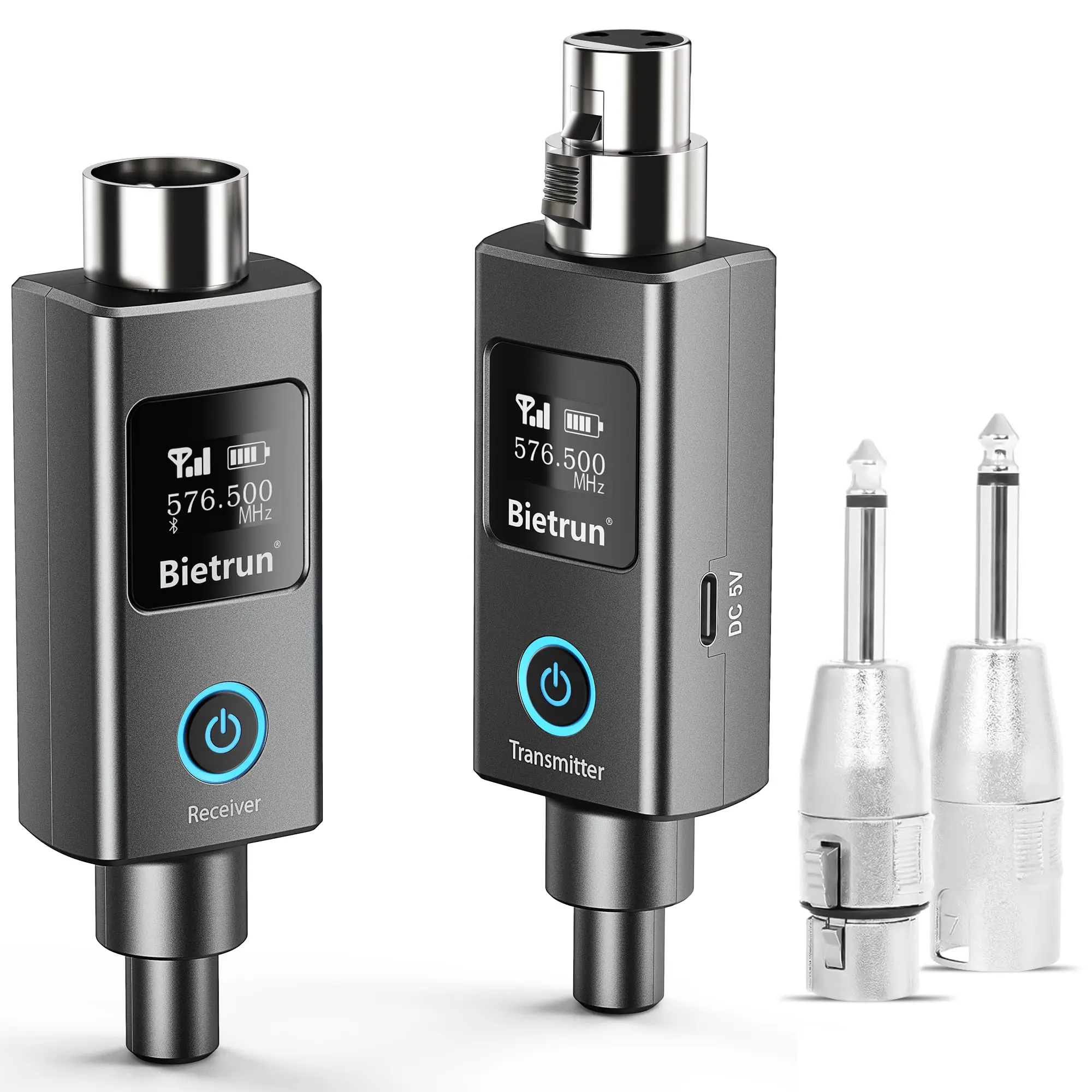 Bietrun Wireless XLR Transmitter Receiver Device with Manufacturer Warranty, UHF 100-230ft Range, 30 Adjustable Channels, Bluetooth-to-1/4'' Adapter Plug, for Dynamic Mics, Mixers, Speakers, Cameras, Audio Accessories & Cables, Speaker, Cable, Mobile, Wed