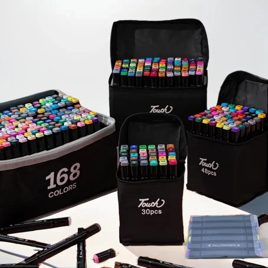 Double Tipped Alcohol Markers, Chisel & Fine Alcohol-based Art Marker Set for Adults Coloring Illustration, Great Value Pack for Students' Art Class, Better Designed Grip marker pad marker pen coloring  markers