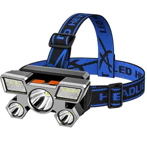 Bright Headlamp LED Five-Head Flight Light, Portable Outdoor Flashlight, USB Rechargeable Design, Ideal for Travel & Camping