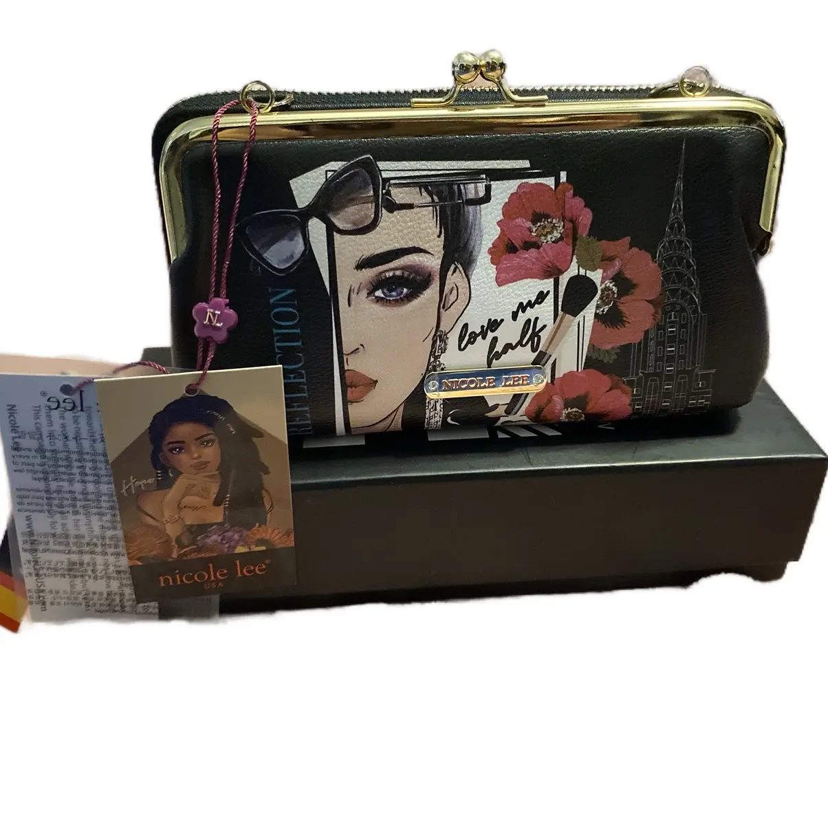 Women's Wallet with Stack, Large Compartment for Makeup, Cell Phone, Keys, and 8 Card Slots