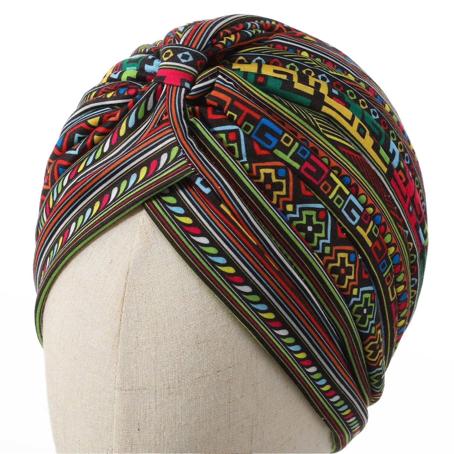 Women's Printed Knot Turban, Pre-Tied Fashion Headwrap for Hair Loss, Chemo Cap for Bandana Hairstyle Looks