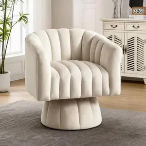 Korser Swivel Accent Chair, Modern Comfortable Velvet Accent Chair, Comfy Round Armchiars, 360 Degree Swivel Barrel Chairs for Living Room, Bedroom Office