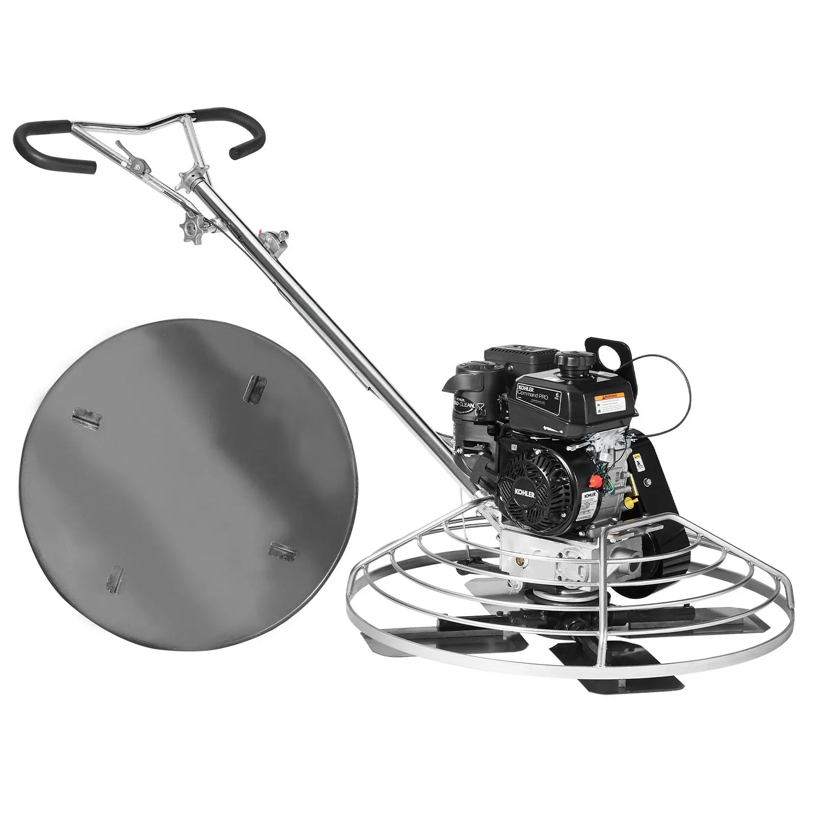 【BackToSchool】VEVOR 38” Walk-Behind Power Trowel Concrete Finisher, 6HP Kohler Gasoline Engine, Float Pan, Tempered Spring Steel Blades with Guard, Throttle Lever, 0-28° Pitch, 3600 RPM, Centrifugal Shut-Off, Safety Features, Heavy-Duty Commercial Power T