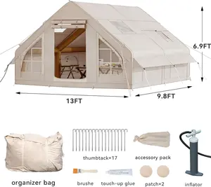 YITAHOME 13FT X 10FT Inflatable Camping Tent, Large Inflatable House Tents for 8 People with Pump, Easy Setup Waterproof Blow Up Tent with Explosion Proof Valve for Camping Hiking Backpacking