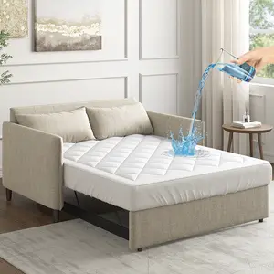 Sleep Philosophy Waterproof Sofa Bed Mattress Protector, Holden Sofa Bed Queen Mattress Pad, 3M Scotchgard, Microfiber Mattress Topper Fitted Elastic Pocket Fits Up to 8 Inch, White