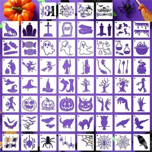 Halloween Stencils for Painting on Wood 3” Small Halloween Pumpkin Stencil Reusable Bat/Witch/Spider/Ghost Drawing Templates