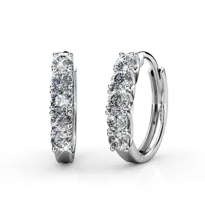 Bethany 18k White Gold Plated 15mm Hoop Crystal Earrings with Simulated Diamond Crystals