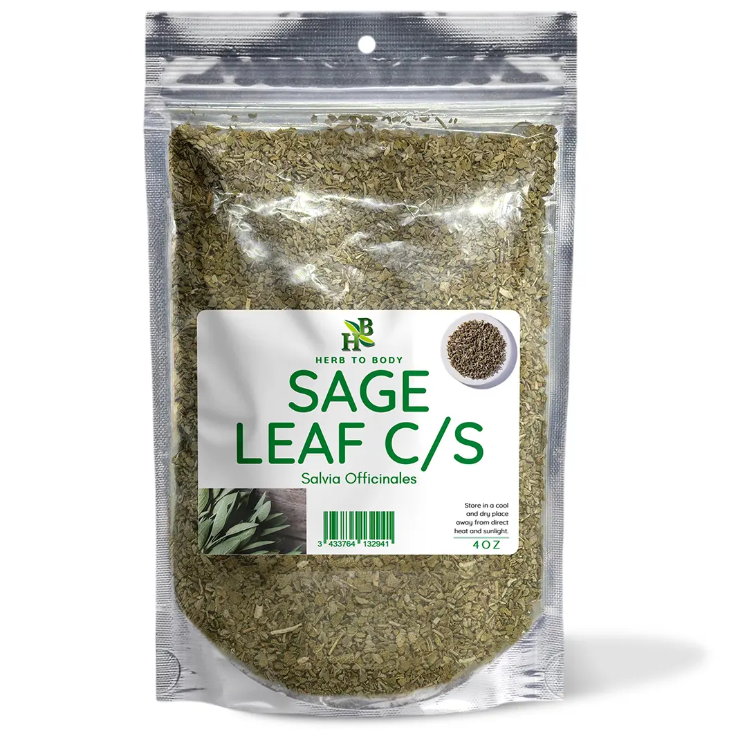 Herb To Body Sage Leaf C/S - 4 oz (113 g) | Cut & Sifted | Salvia Officinales | Wildcrafted | Spice Flavor
