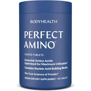 BodyHealth PerfectAmino (150 ct) Easy to Swallow Tablets, Essential Amino Acids Supplement with BCAAs, Vegan Protein for Pre/Post Workout & Muscle Recovery with Lysine, Tryptophan, Leucine, Methionine