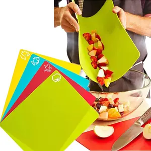 4-Piece Non-Slip Flexible Cutting Board Set, Durable for Meat Vegetables Fruits, Easy to Clean, Ideal for Outdoor Camping