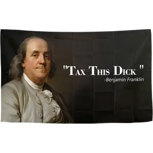 Tapestry  Benjamin Franklin Tax This Dick Flag Funny Flags for Room 3x5 Feet College Dorm Room Decor Man Cave Frat Wall Tapestry Indoor and Outdoor Party Decoration Banner Poster Gift