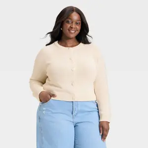 Women's Button-Down Cardigan Sweater - Universal Thread Cream 4X