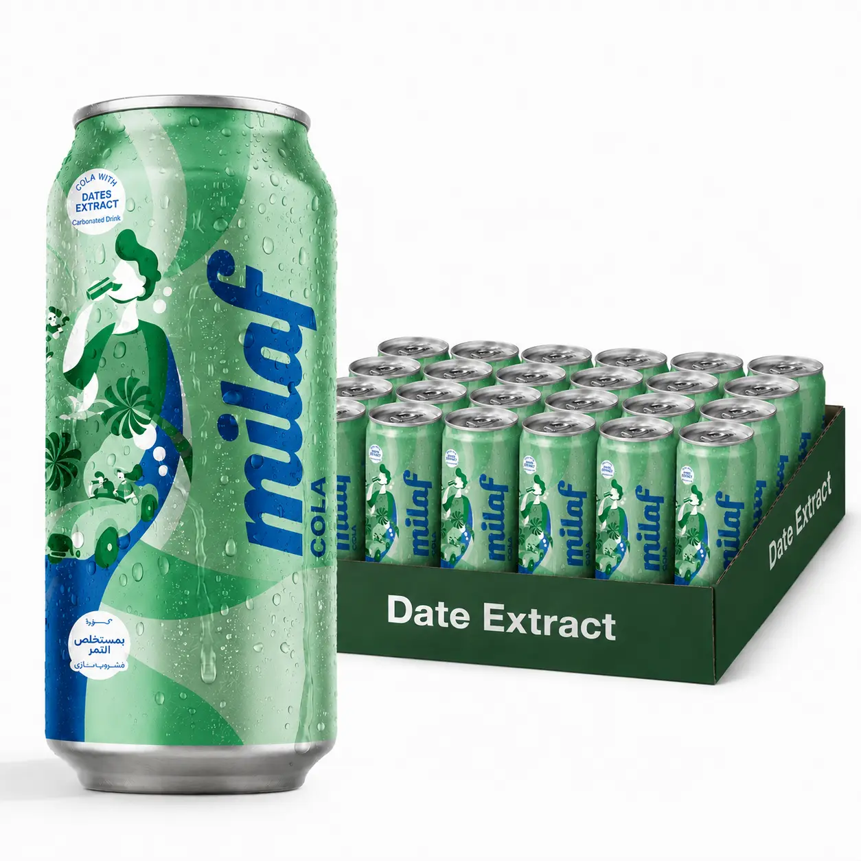 Milaf Date Soda, 8.1 fl oz Fruit Carbonated Soft Drink - Natural Date Extract, Healthy Non-Alcoholic Beverage