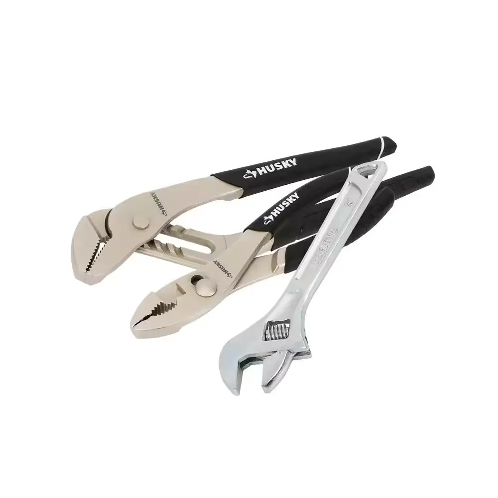 3-Piece Pliers & Adjustable Wrench Set Slip Joint Hand Tool Kit