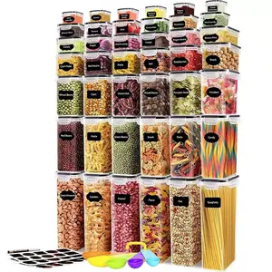 AISOON 68/32 PCS Plastic Airtight Food Storage Containers with Lids – BPA-Free, Leakproof Cereal Dispenser, Stackable Kitchen & Pantry Organization