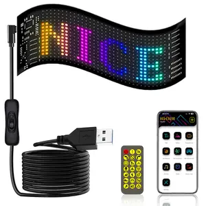 LED Sign for Car, 7''x3'' Flexible LED Matrix Light APP Control DIY Programmable Scrolling LED Signs for Car Store Home Office  Party Wedding Festival