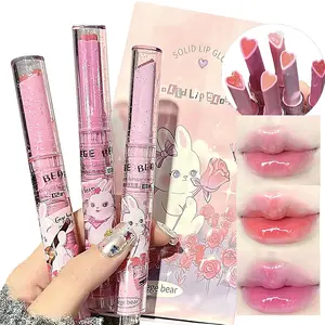 3 Pcs Colors Jelly Lipstick Gift Set, Tinted Heart Shape Lip Stain Lip Gloss, Mirror Hydrating Jelly Love Lipstick, Moisturizing Tinted Lip Balm, Vivid Color Glossy Lip Makeup for Girls (A)