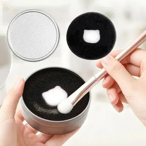 1 Box Makeup Brush Quick Clean Sponge Box Tool, Cleansing, Dry Washing Tool for Eye Makeup Brushes, Easy Color Switch for Eyeshadow, Daily Use Brush Scrubber, Reusable Sponge Pad, Quick Cleaning Sponge, Daily Makeup Essential, Makeup Brush Washer
