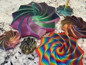 Expanded Sensory Fidget Star with Handle - Very Satisfying Sight and Sound with Hypnotizing Visual Fidget Toy Stress Relief Decoration