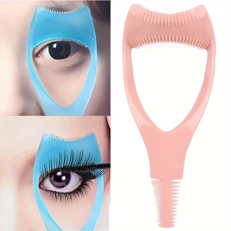 1PC 3 In 1 Mascara Shield Applicator Eyelash Brush Curler Guard Applicator Comb Guide Card Eyelash Separator Tool Makeup Eyelash Tool Beauty Cosmetic Tool Plastic Makeup Tool
