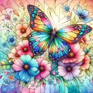 Butterfly Flower Diamond Art Set,Adult Beginner Diamond Painting Set,5D Diamond Painting Set,DIY Crafts,Wall Home Decoration Gifts 12x12inch