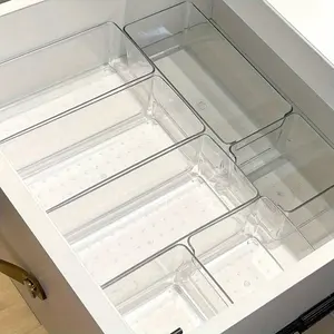 Acrylic Desktop Storage Box Set, Transparent Drawer Organizer and Cosmetic and Stationery Holder, Home Office Desk and Drawer Multi-Grid Organizer, Multi Grids Organizer, Desk Organizer Tidy