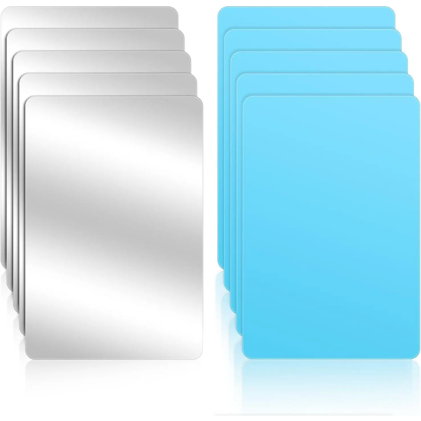 Acrylic Mirror Sheet, 10 PCS Shatter Proof Plastic Mirrors Double Sided Mini Square Mirrors Unbreakable Small Mirror Tiles Sheets for Bathroom School Classroom DIY Crafts Making Supplies, 4 X 6 Inch