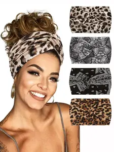 Leopard & Paisley Print Hair Band, Prom Hairstyles 2024 Casual Elastic Adjustable Headband for Women & Girls, Fashion Hair Accessories for Daily Wear for Various Hairstyle Use Headband Set