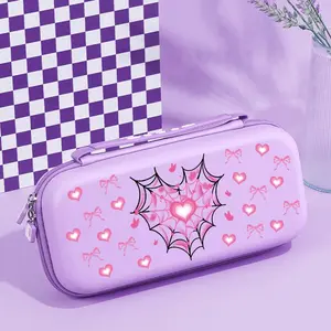 Spider Web & Heart Pattern Design Portable Storage Bag, Large Capacity Travel Storage Bag, All-round Protective Storage Bag for Switch NS/OLED/Lite