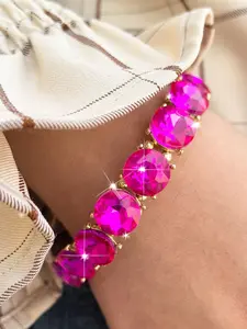 Multicolor Crystal Bracelet, Colorful Rhinestone Stretch Wristband, Unique Design, Perfect for Evening Events, Commute, Music Festivals, Rhinestone Bracelets