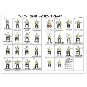 Tai Chi Chair Workout Chart Poster Print 30 Day Seated Exercises for Beginners and Seniors Canvas Wall Art Living Room Bedroom Home Gym Decor 18x12 Inch /45x30cm Unframed