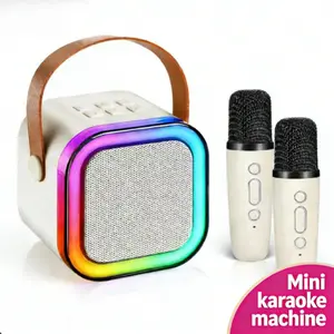 Mini karaoke machine with microphone sound system, portable karaoke machine with 2 wireless microphones, birthday gifts for girls and children aged 4-12, family gatherings,Karaoke Machine Sound System for Outdoor Sports Travel,Birthday Party mic