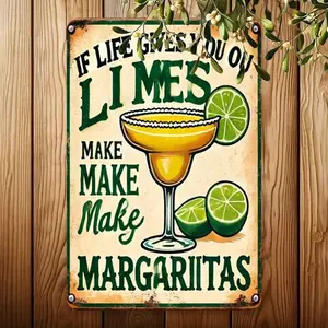 SHEIN Retro "Make Margaritas" Metal Wall Sign 8x12 Inches Rectangle Design, Vintage Tequila Lime Rustic Iron Wall Art Decor for Bar Kitchen Home, Home Decor Gifts
