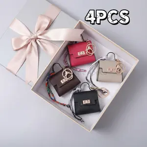 4PCS Mini Kelly Bags Charm, Organize Earphones, Lipstick, Candy & Jewelry, PVC Waterproof Material, Ideal for Women's On-the-Go & Home Storage