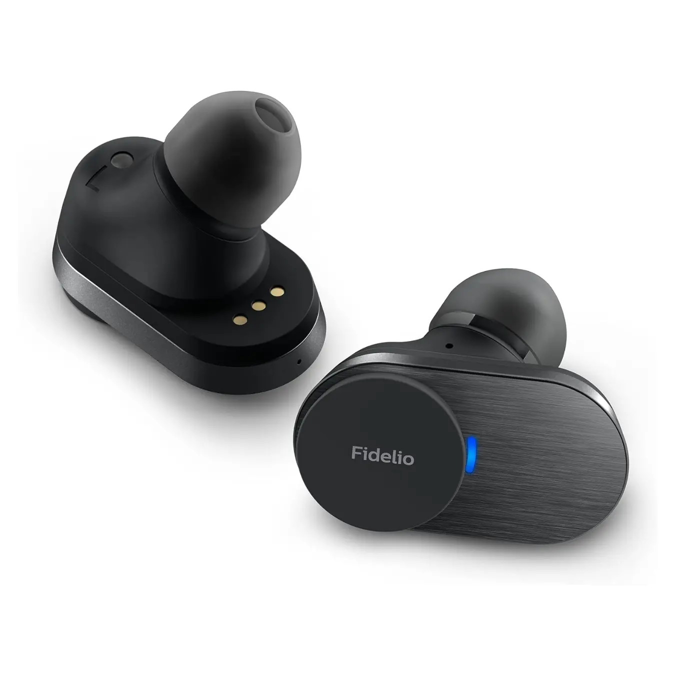 PHILIPS Fidelio True Wireless Electronic Headphones with Active Noise Canceling Pro+, Audiophile Quality, Mics, Android Compatibility, Streaming Support, Wired Connector, Black, Charging