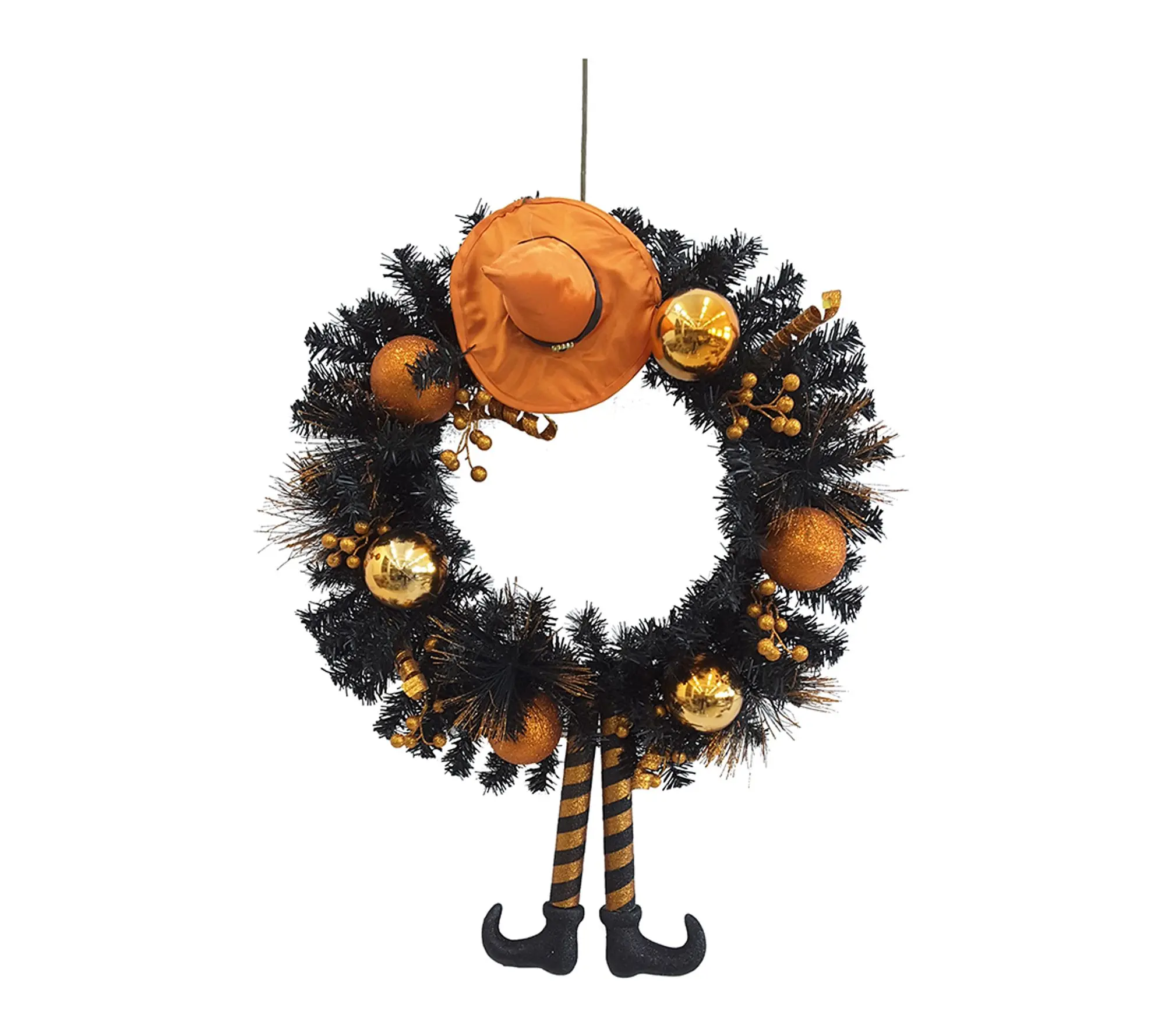 RC Home Decor-33" Halloween Wreath with Witch Hat & Legs