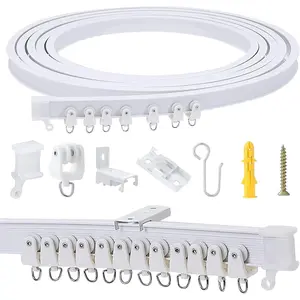 5 Meters (16.4FT) Flexible Bendable Ceiling Curtain Track,Room Divider, Window  or Bay, Shower Track, Trailer Motorhome Curtain Track, Room Divider, Ceiling Track for Curtains