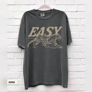 Easy Tiger Tee Vintage Inspired Shirt Trendy Tiger T Shirt Retro Festival Clothing Tee Boho Hippie Clothe Cotton One Sty Cotton You’ll Keep