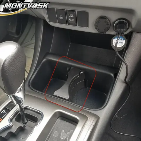 CROSSDESIGN Car Interior Storage Center Console Cup Holder Divider Insert - Black Heavy-Duty Plastic Organizer, 2-Cup Separation, Direct-Fit Replacement for 2005-2009 Toyota Tacoma, Wear-Resistant, Brand-New Factory-Packaged