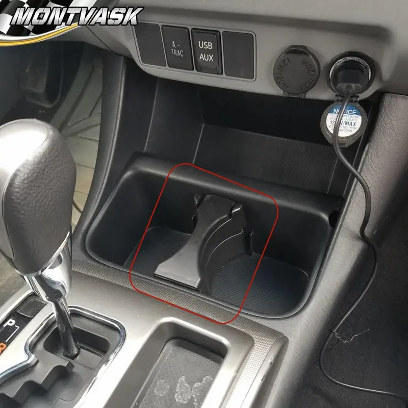 CROSSDESIGN Car Interior Storage Center Console Cup Holder Divider Insert - Black Heavy-Duty Plastic Organizer, 2-Cup Separation, Direct-Fit Replacement for 2005-2009 Toyota Tacoma, Wear-Resistant, Brand-New Factory-Packaged