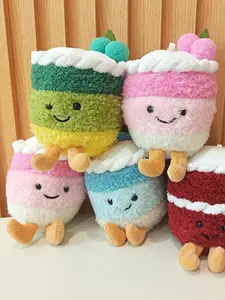 Cake Cup Pendant Plush Toy Birthday Cake Milk Tea Cup Bag Pendant Keychain, Suitable for daily wear, vacation dates and other occasions, It is also a surprising and exquisite small gift, Soft Cuddly Gift
