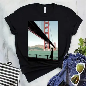 Vertigo Golden Bridge Illustration By Burroi (1) T-Shirt