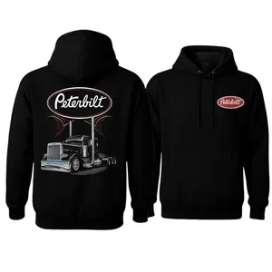 Peterbilt Classic Trucker Hoodie – Chrome Semi-Truck Graphic with Dual Exhaust, Diesel Nation Design, Perfect Gift for Truck Drivers & Big Rig Enthusiasts