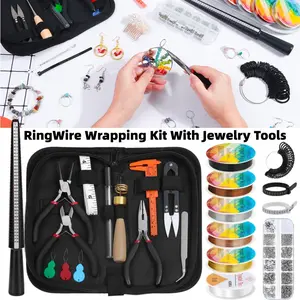 Jewelry wire weaving kit, ring size measuring tool kit (including tools), jewelry wire for ring making, accessories needed for jewelry repair with tools included
