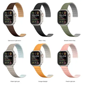 Adjustable Magnetic Silicone Smart Watch Strap - Multi-Size for 38mm,40mm,41mm,42mm,44mm,45mm,49mm Models Including Ultra 2,Ultra,Series 9-1,SE - Stylish Wearable Electronics Accessory
