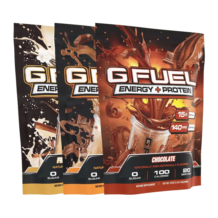 G FUEL Energy + Protein Powdered Drink Mix 140mg Caffeine & 15g Protein Zero Sugar Performance Beverage Coffee Sport